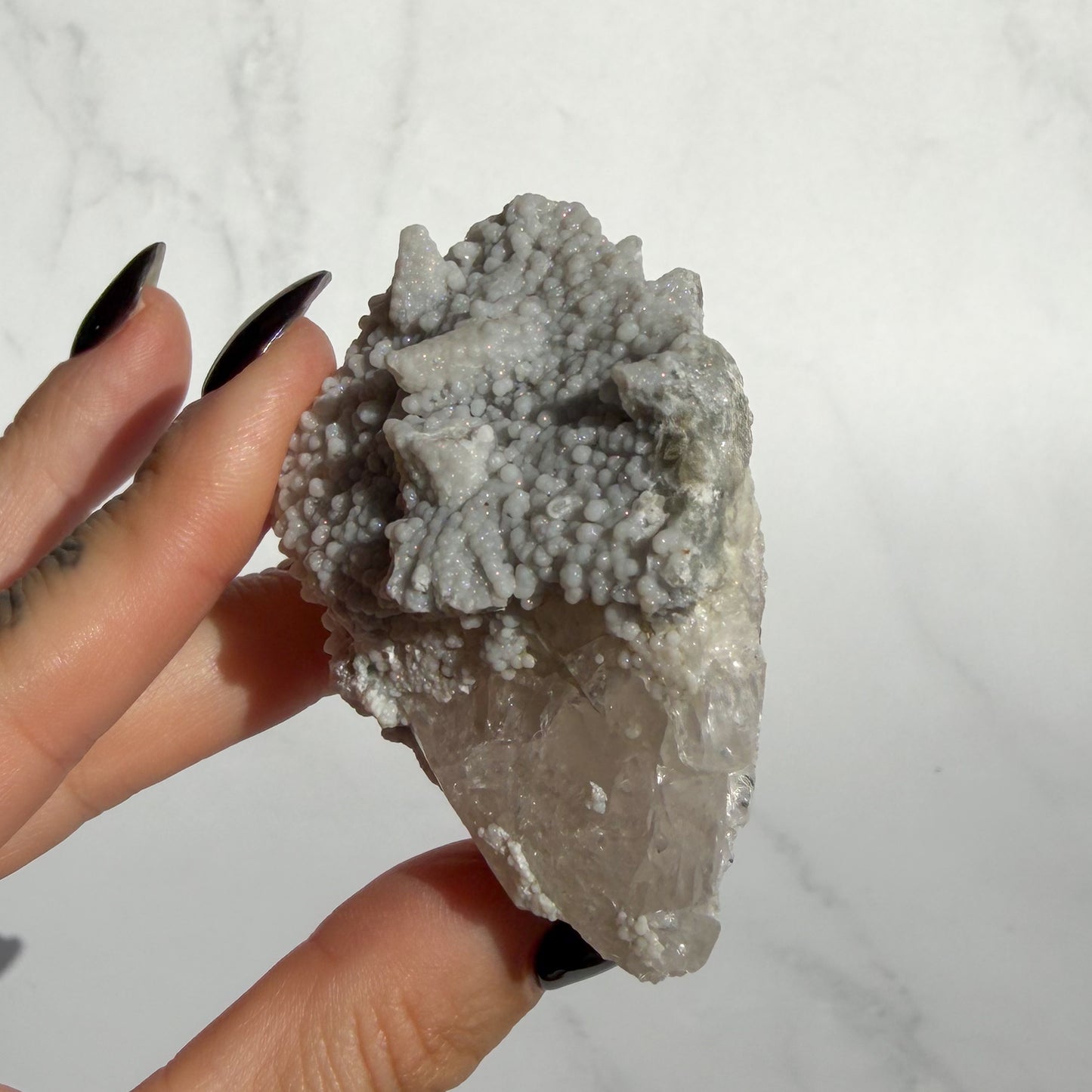 Botryoidal Chalcedony covered Danburite Cluster 04
