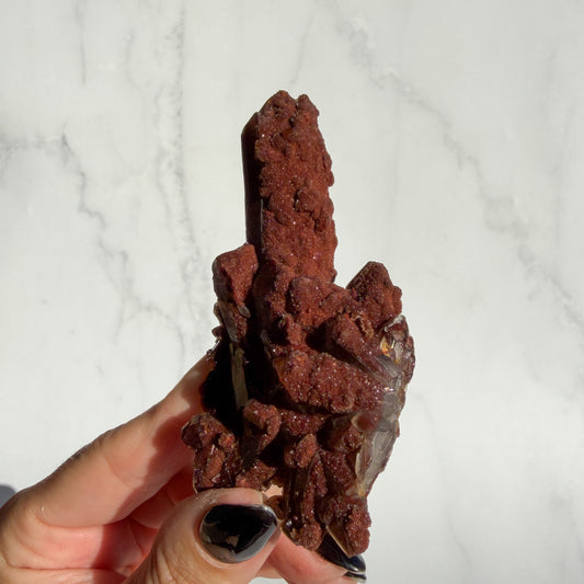 Red Hematoid covered Quartz Cluster 04
