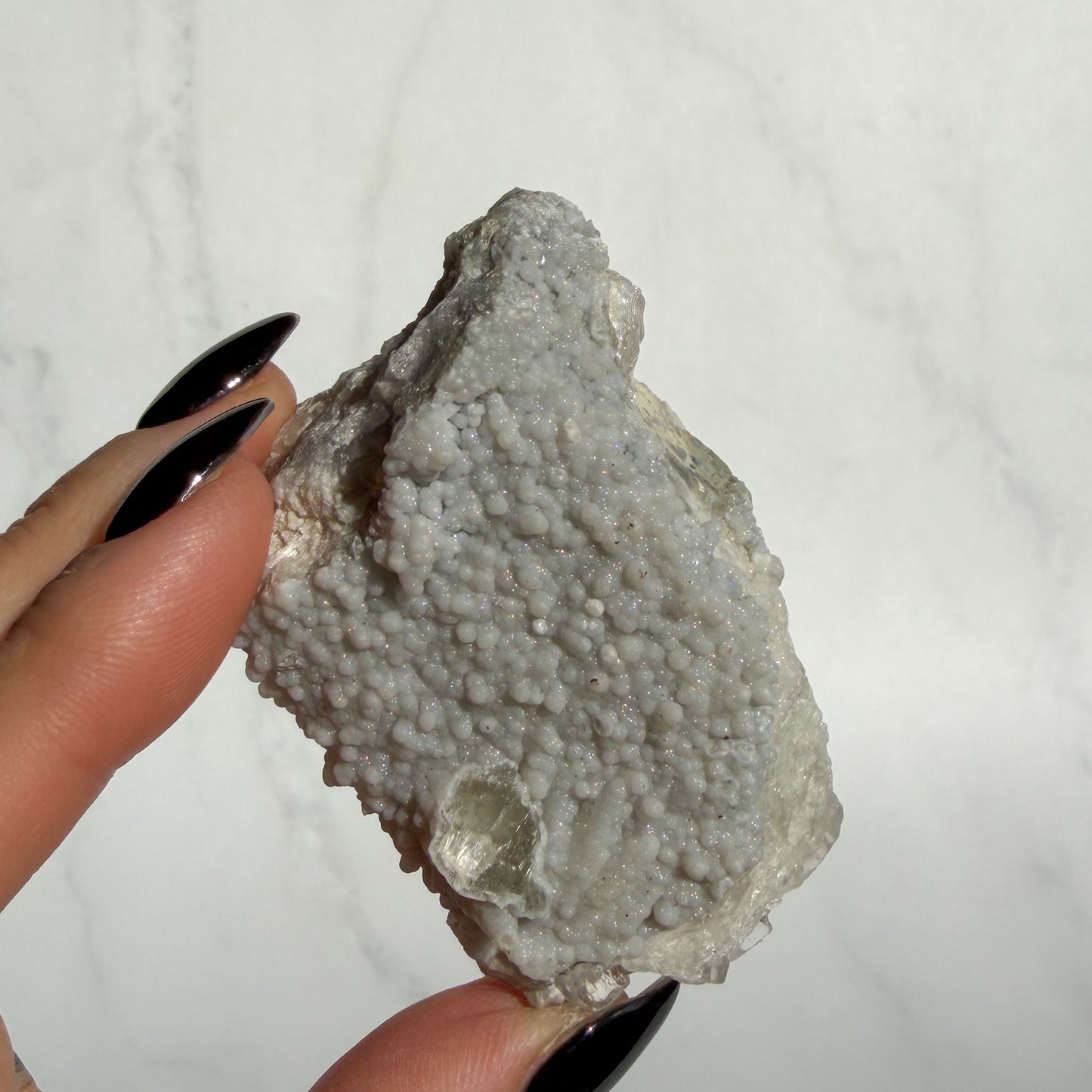 Botryoidal Chalcedony covered Danburite Cluster 01