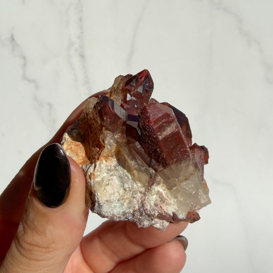 Red Hematoid covered Quartz Cluster 03