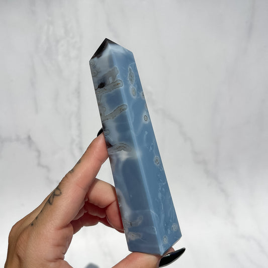 Owyhee Blue Opal x Moss Agate Tower 02