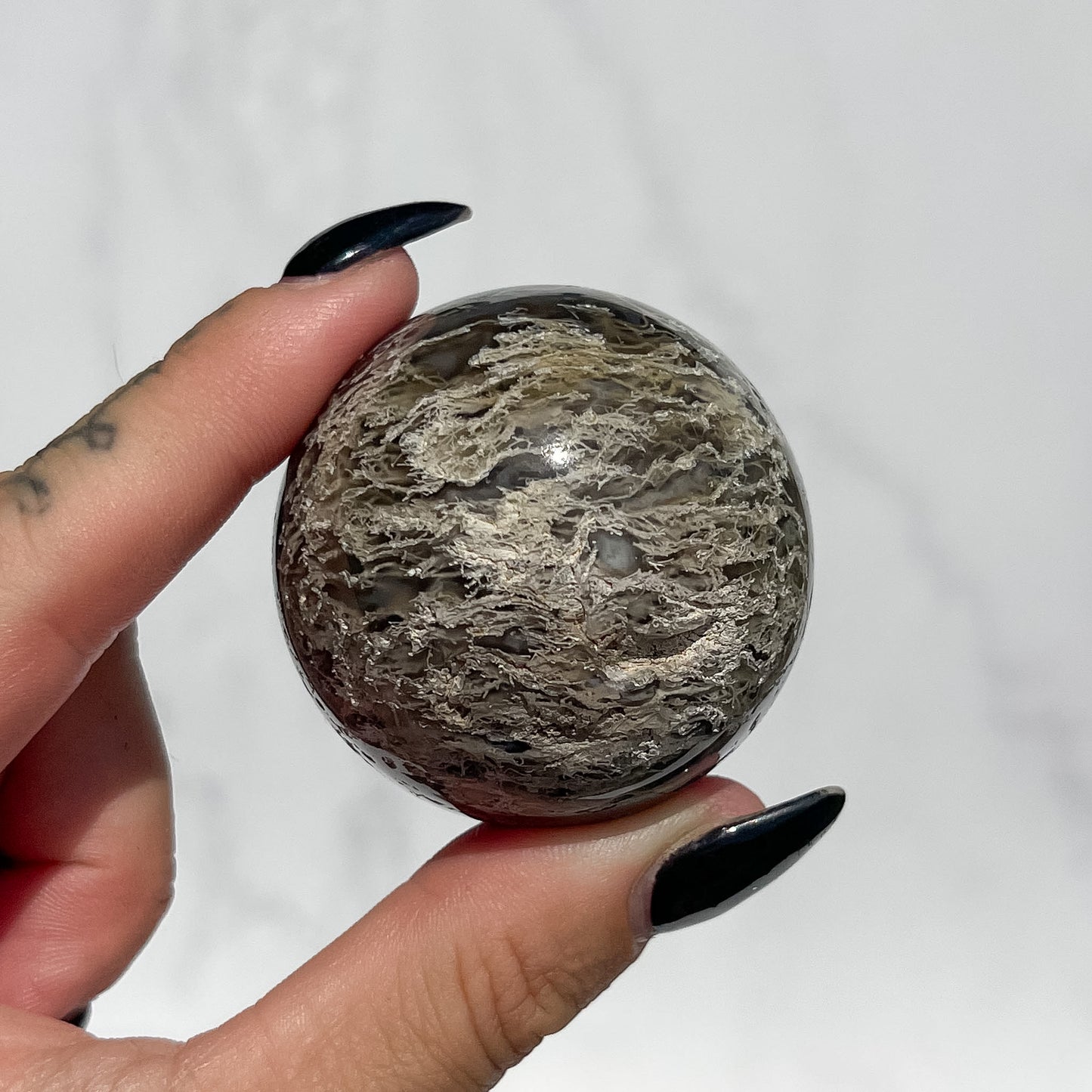 Owyhee Blue Opal x Moss Agate Sphere 03