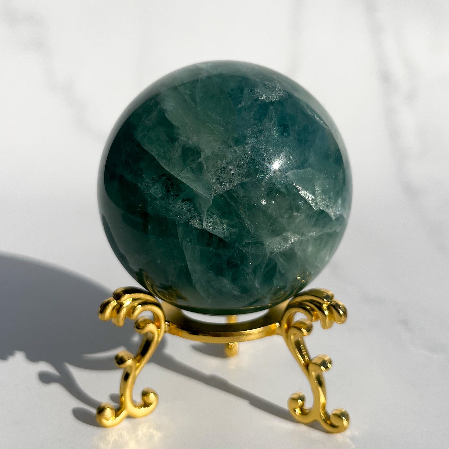 Green Fluorite Sphere - Dark
