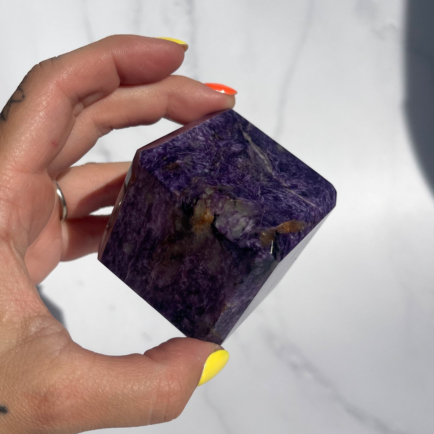Charoite Beveled Edge Cube