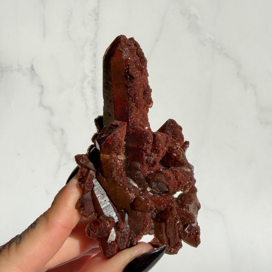 Red Hematoid covered Quartz Cluster 04