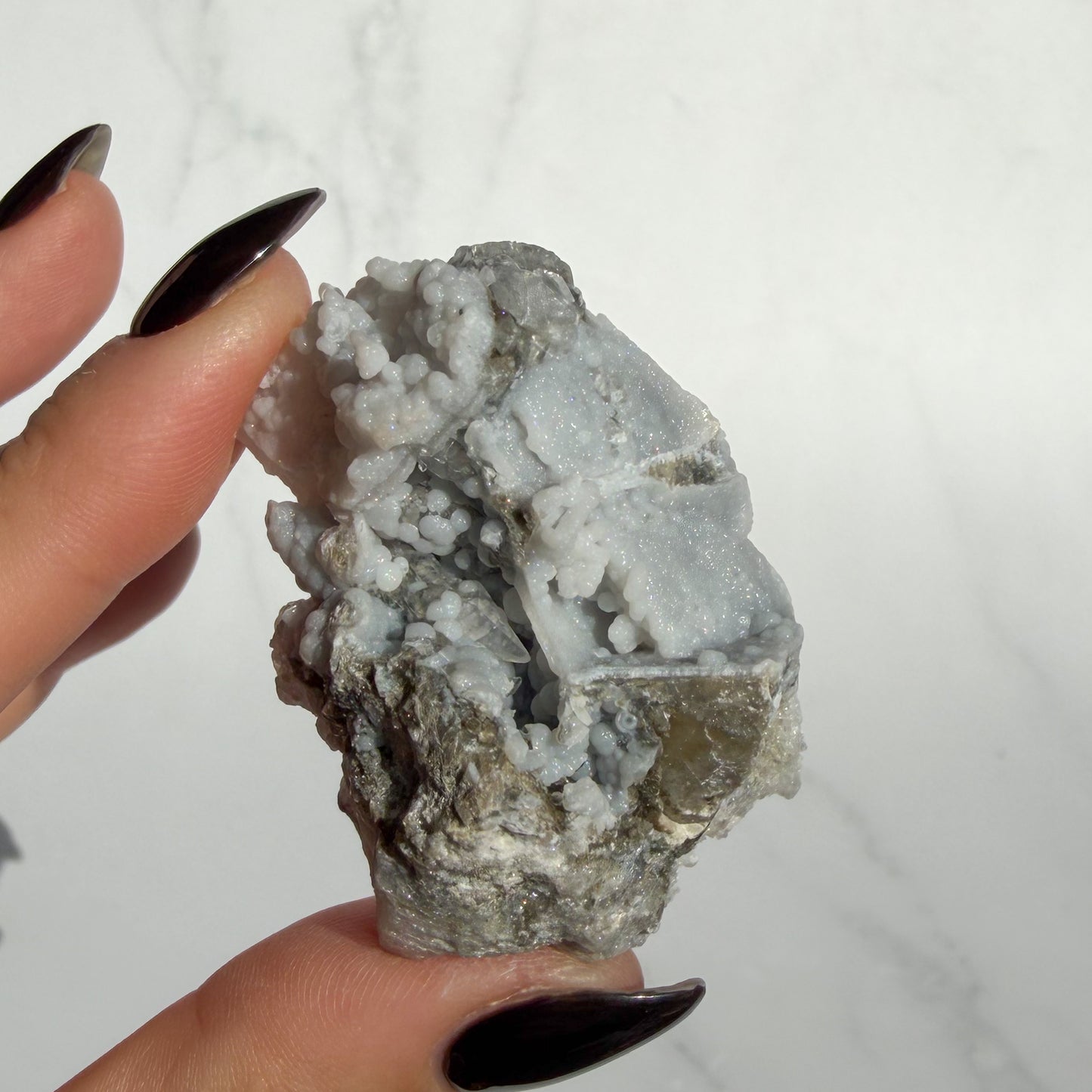 Botryoidal Chalcedony covered Danburite Cluster 03