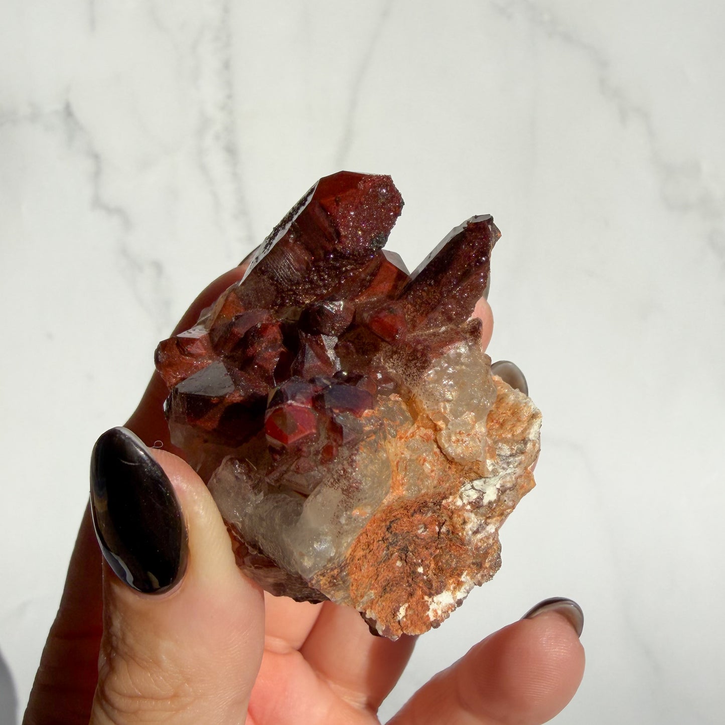 Red Hematoid covered Quartz Cluster 03