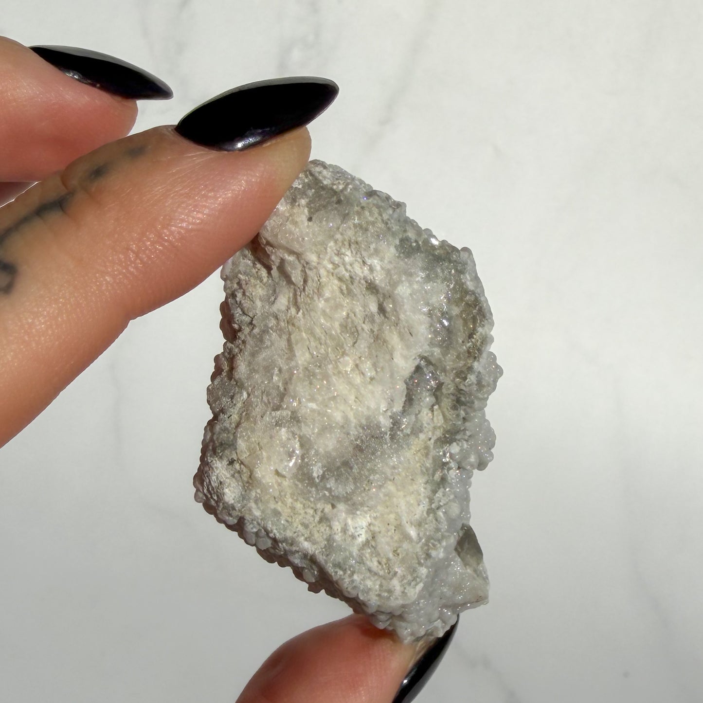 Botryoidal Chalcedony covered Danburite Cluster 01