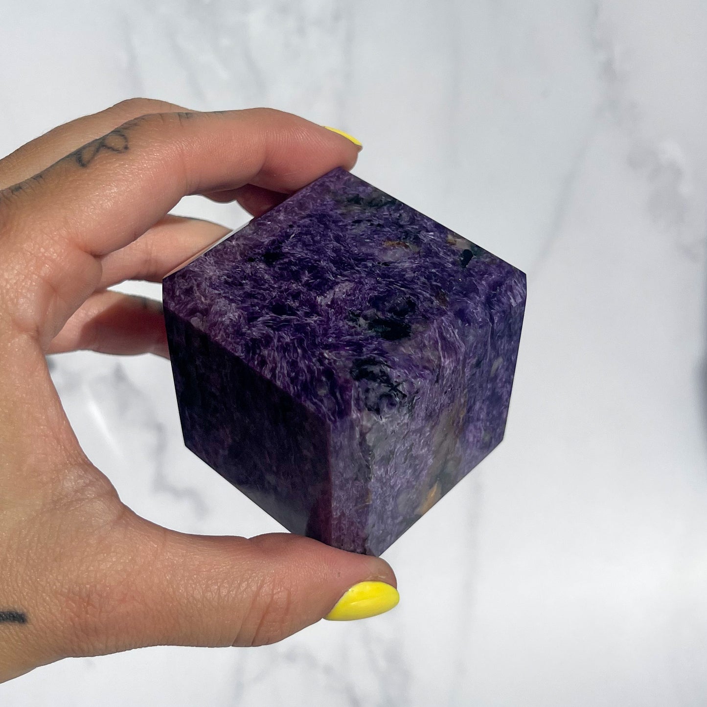 Charoite Beveled Edge Cube