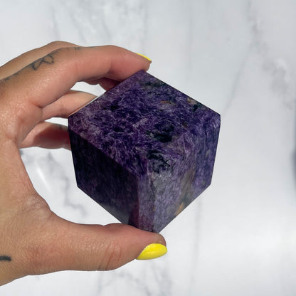 Charoite Beveled Edge Cube