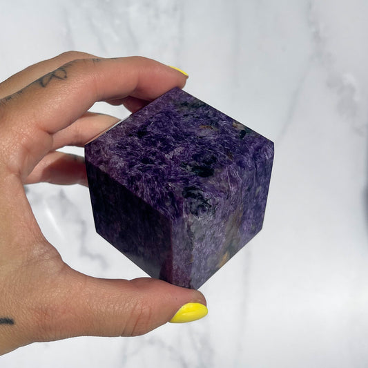 Charoite Beveled Edge Cube