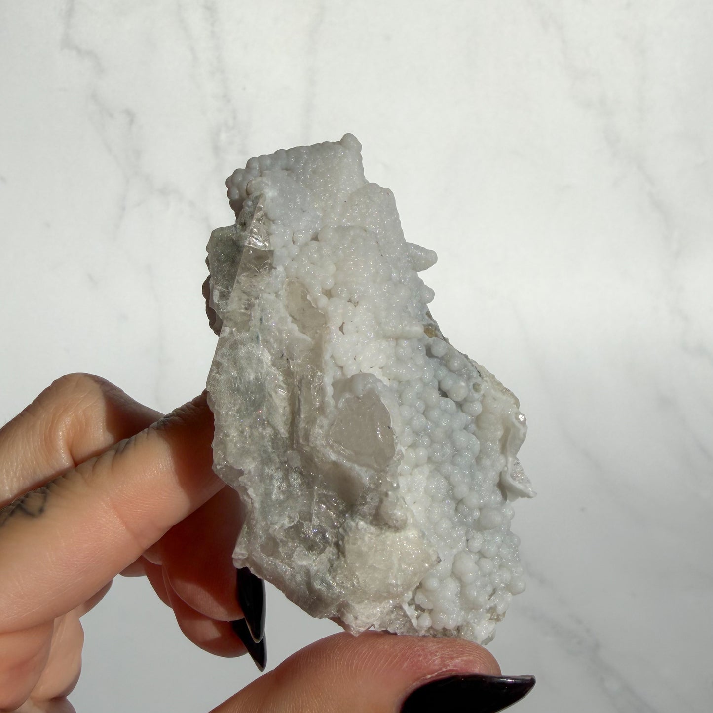 Botryoidal Chalcedony covered Danburite Cluster 05