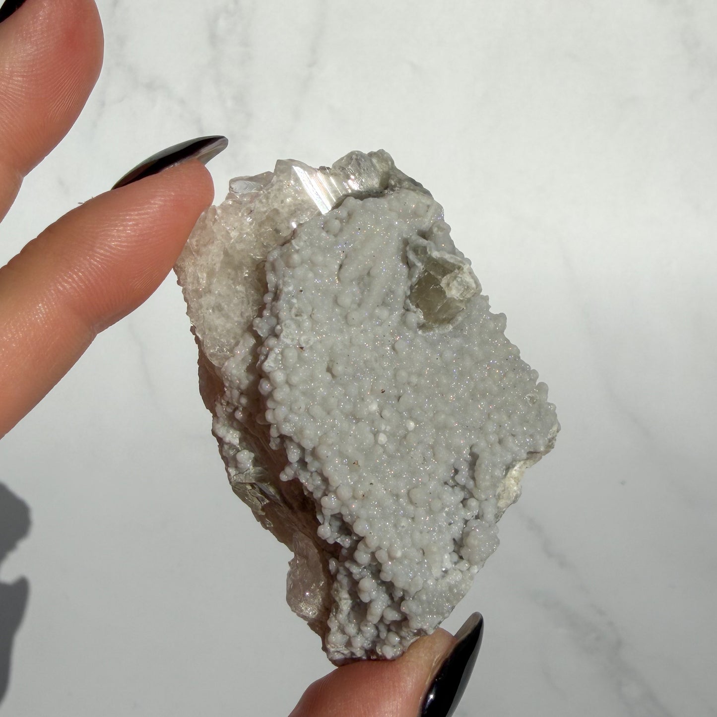Botryoidal Chalcedony covered Danburite Cluster 01