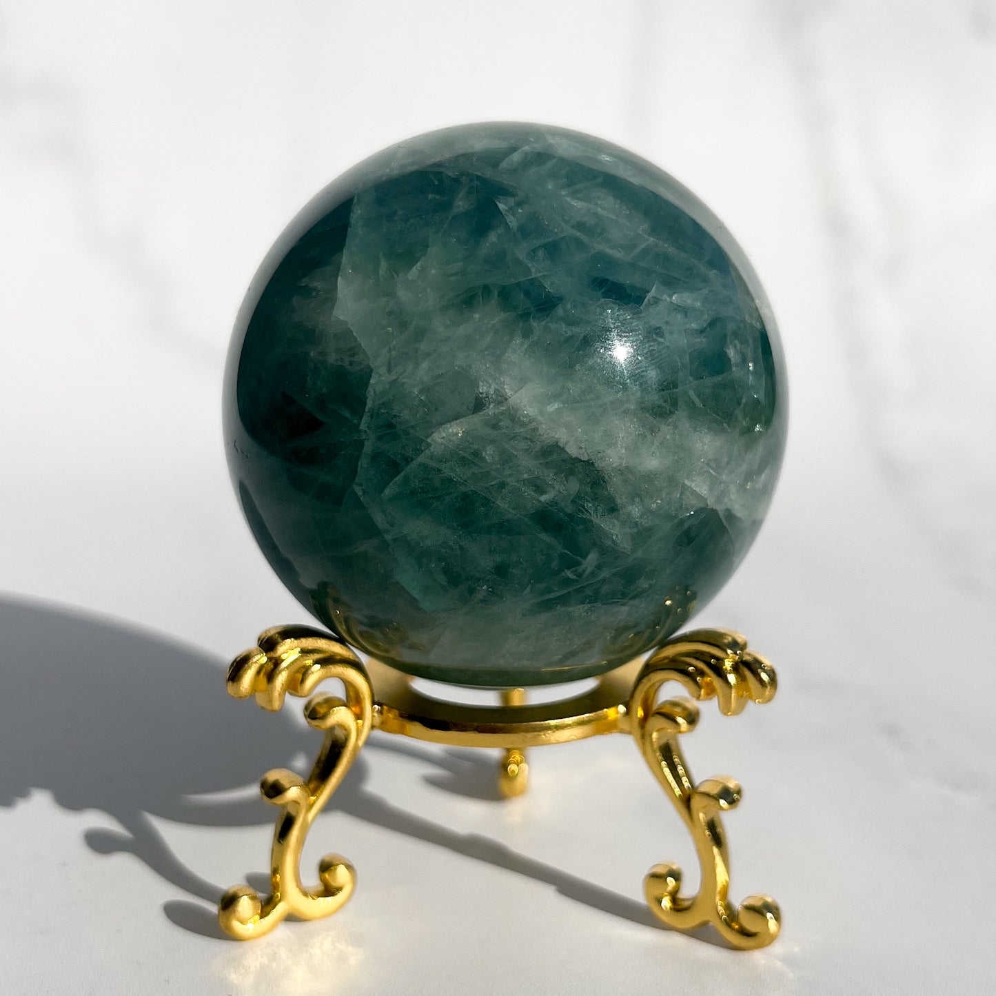 Green Fluorite Sphere - Dark