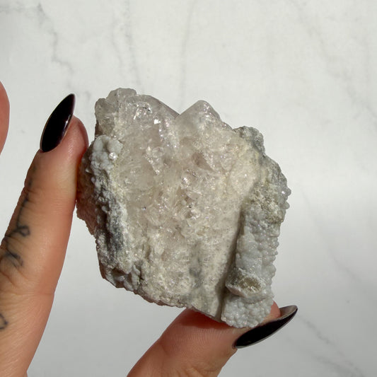 Botryoidal Chalcedony covered Danburite Cluster 04