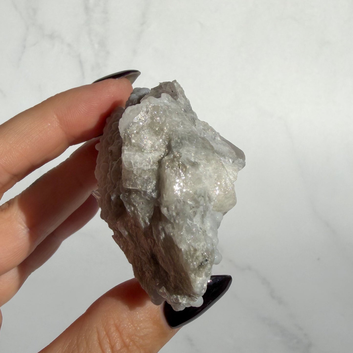 Botryoidal Chalcedony covered Danburite Cluster 05