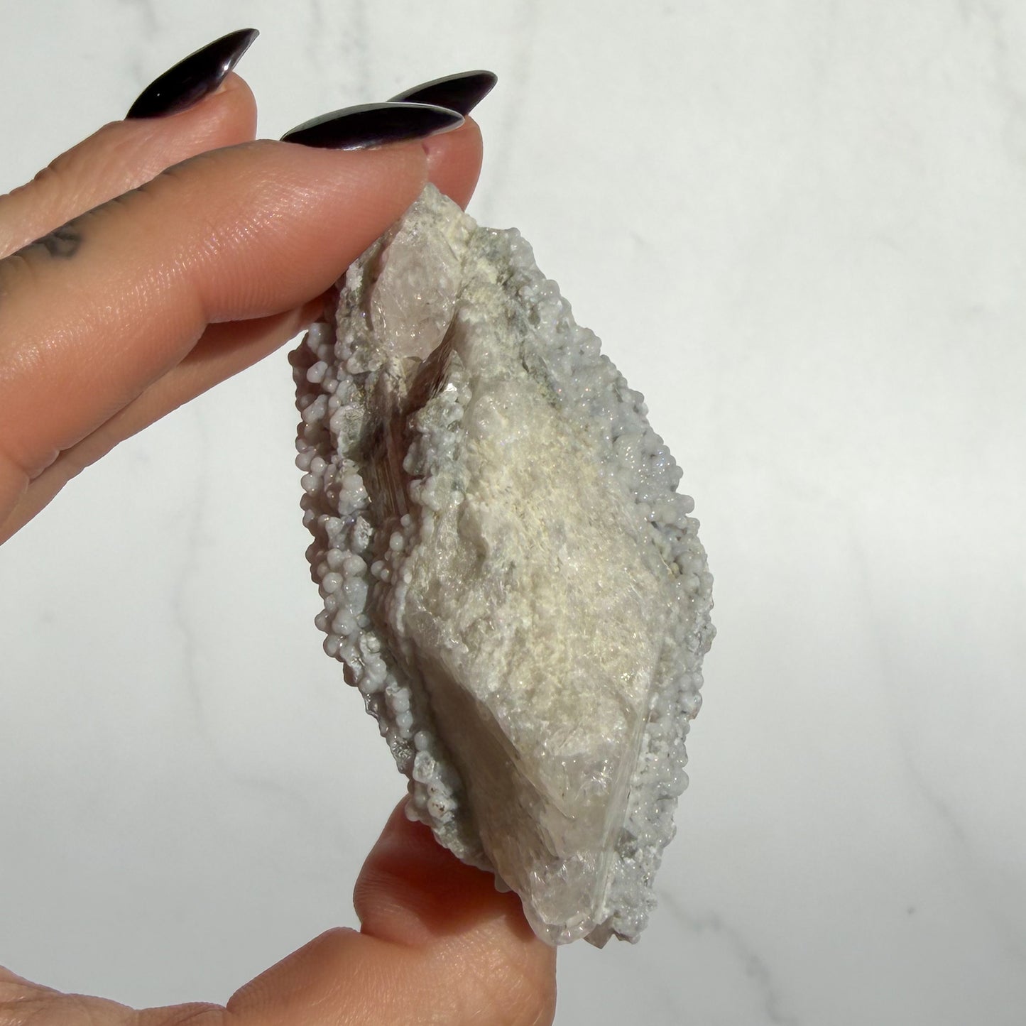 Botryoidal Chalcedony covered Danburite Cluster 01