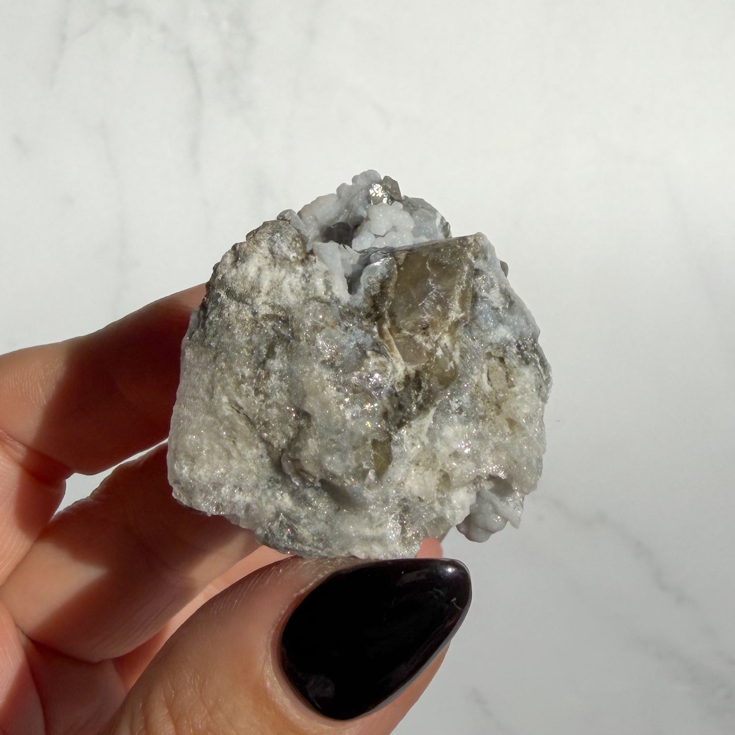Botryoidal Chalcedony covered Danburite Cluster 03