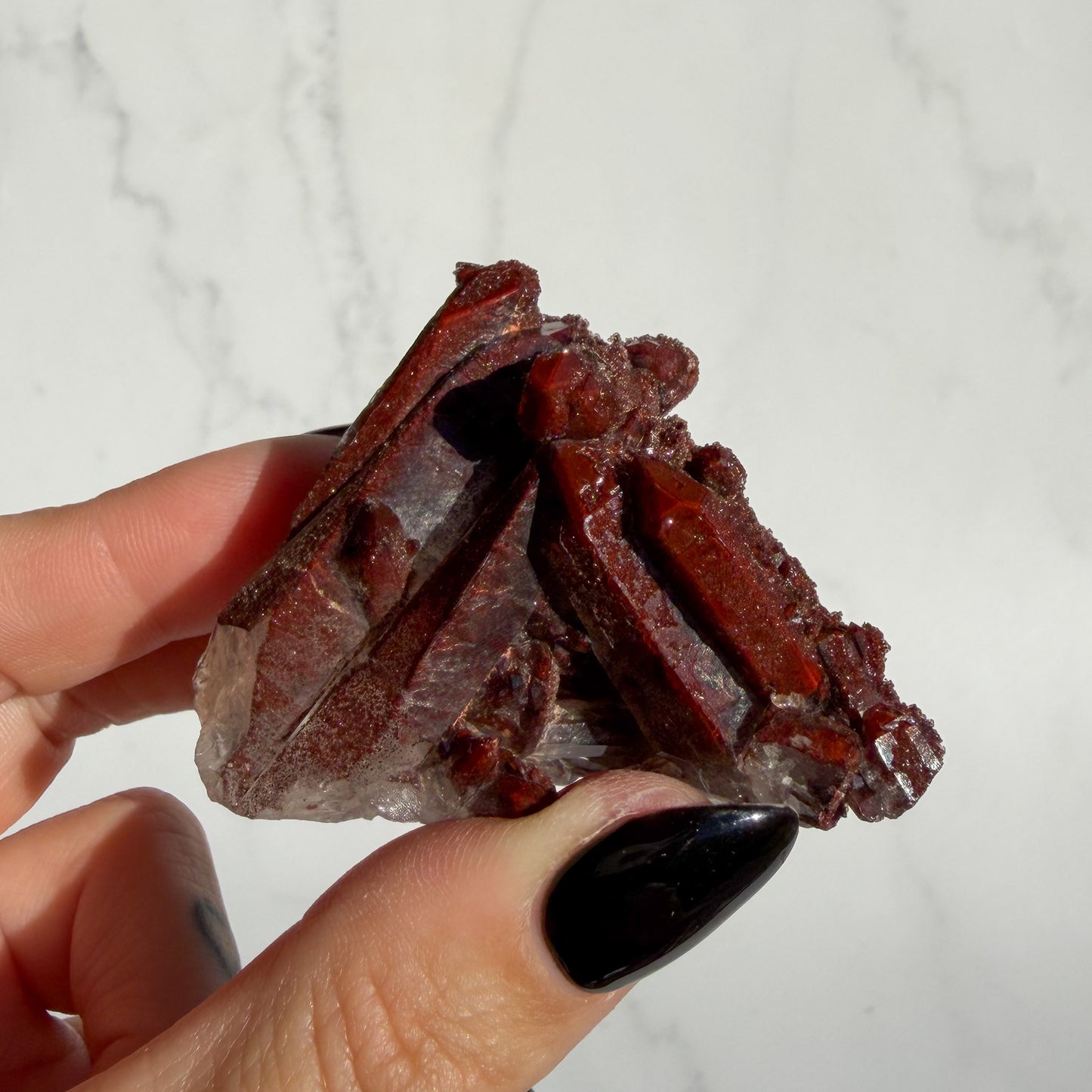 Red Hematoid covered Quartz Cluster 05