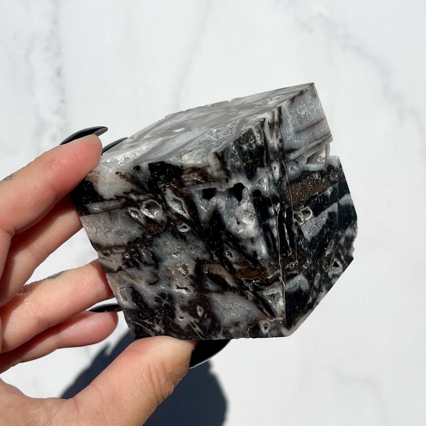 Druzy Quartz Chalcedony Floating Cube 03