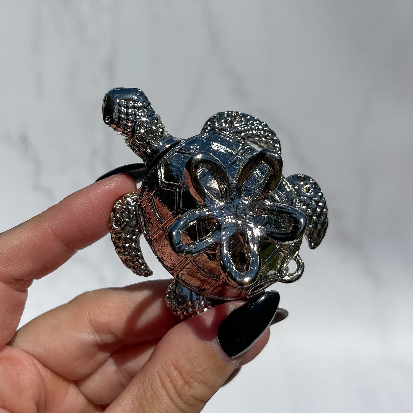 Silver Turtle Sphere Stand