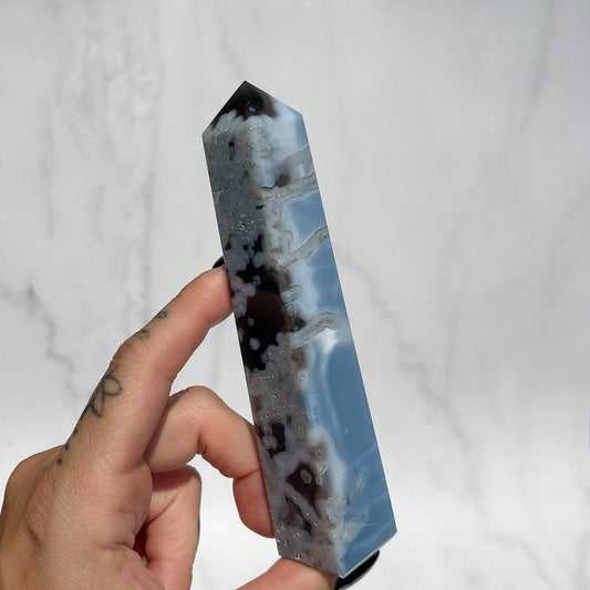 Owyhee Blue Opal x Moss Agate Tower 02