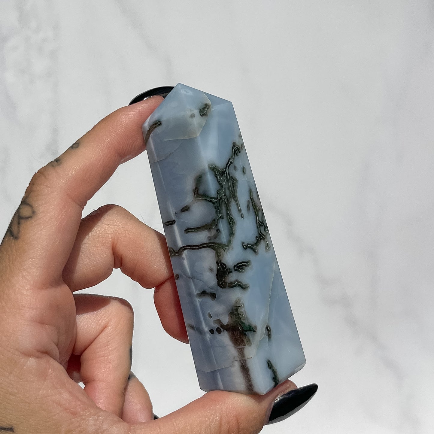 Owyhee Blue Opal x Moss Agate Tower 03