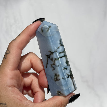 Owyhee Blue Opal x Moss Agate Tower 03