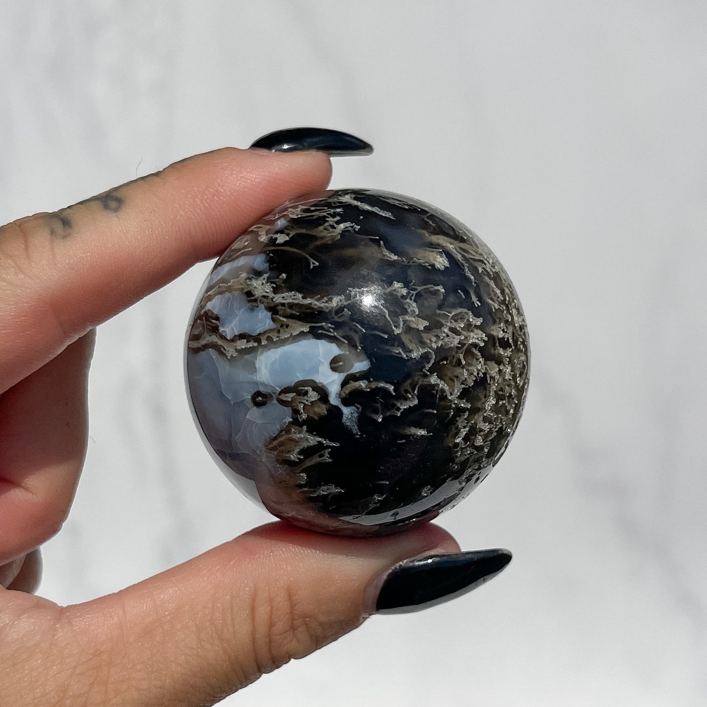 Owyhee Blue Opal x Moss Agate Sphere 03