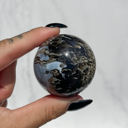 Owyhee Blue Opal x Moss Agate Sphere 03