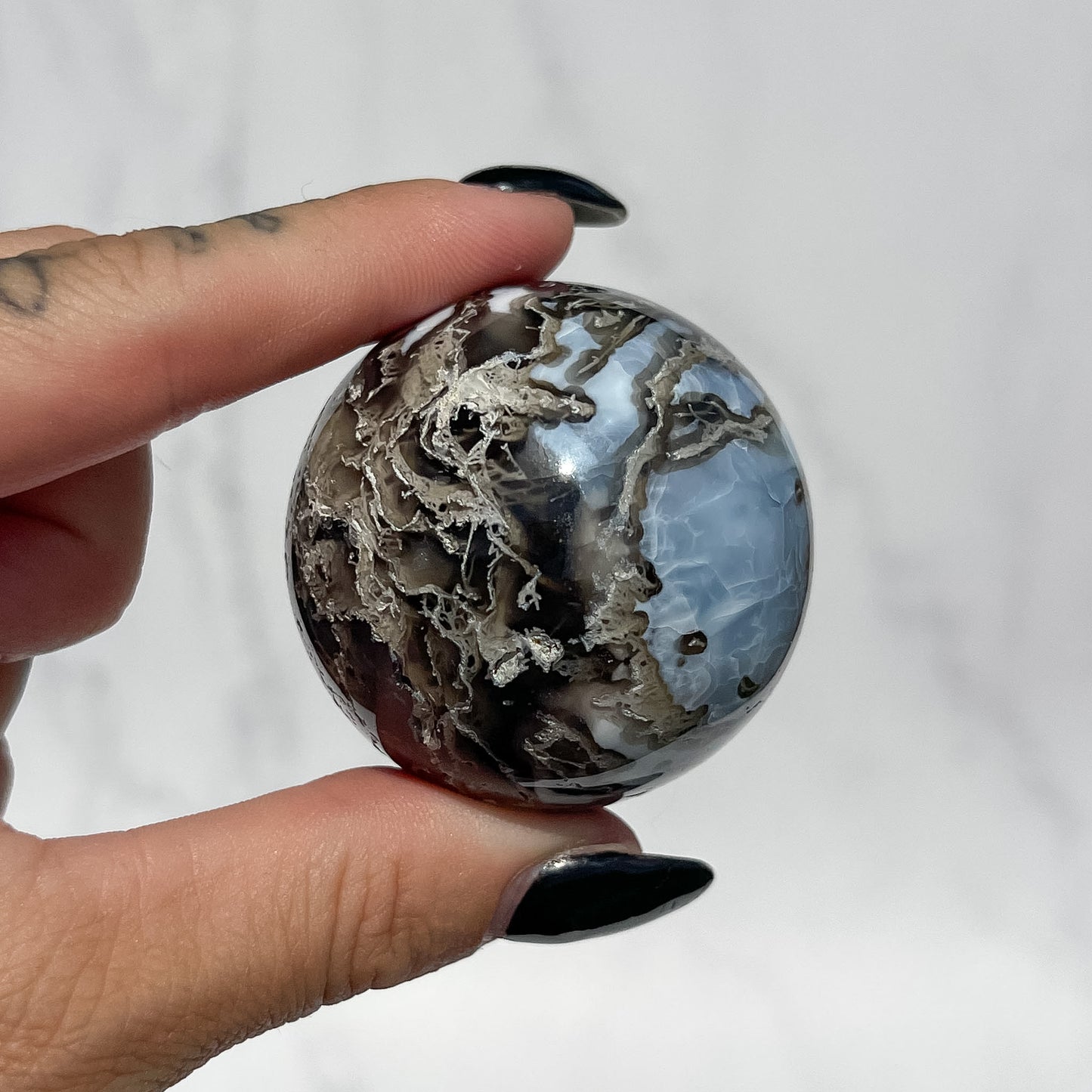 Owyhee Blue Opal x Moss Agate Sphere 03