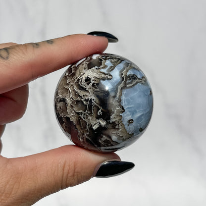 Owyhee Blue Opal x Moss Agate Sphere 03