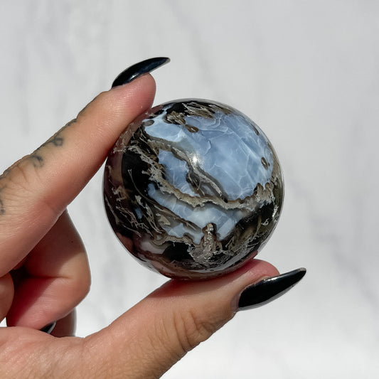 Owyhee Blue Opal x Moss Agate Sphere 03