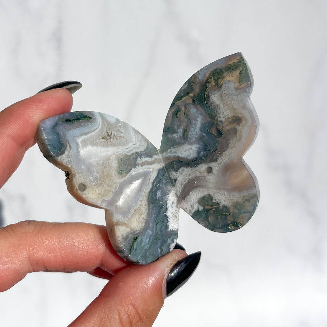Moss Agate 3D Butterfly 02