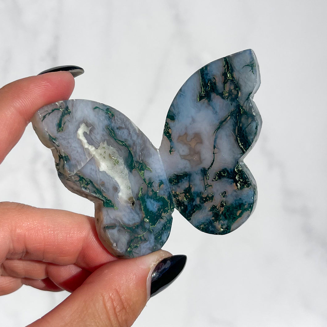 Moss Agate 3D Butterfly 01