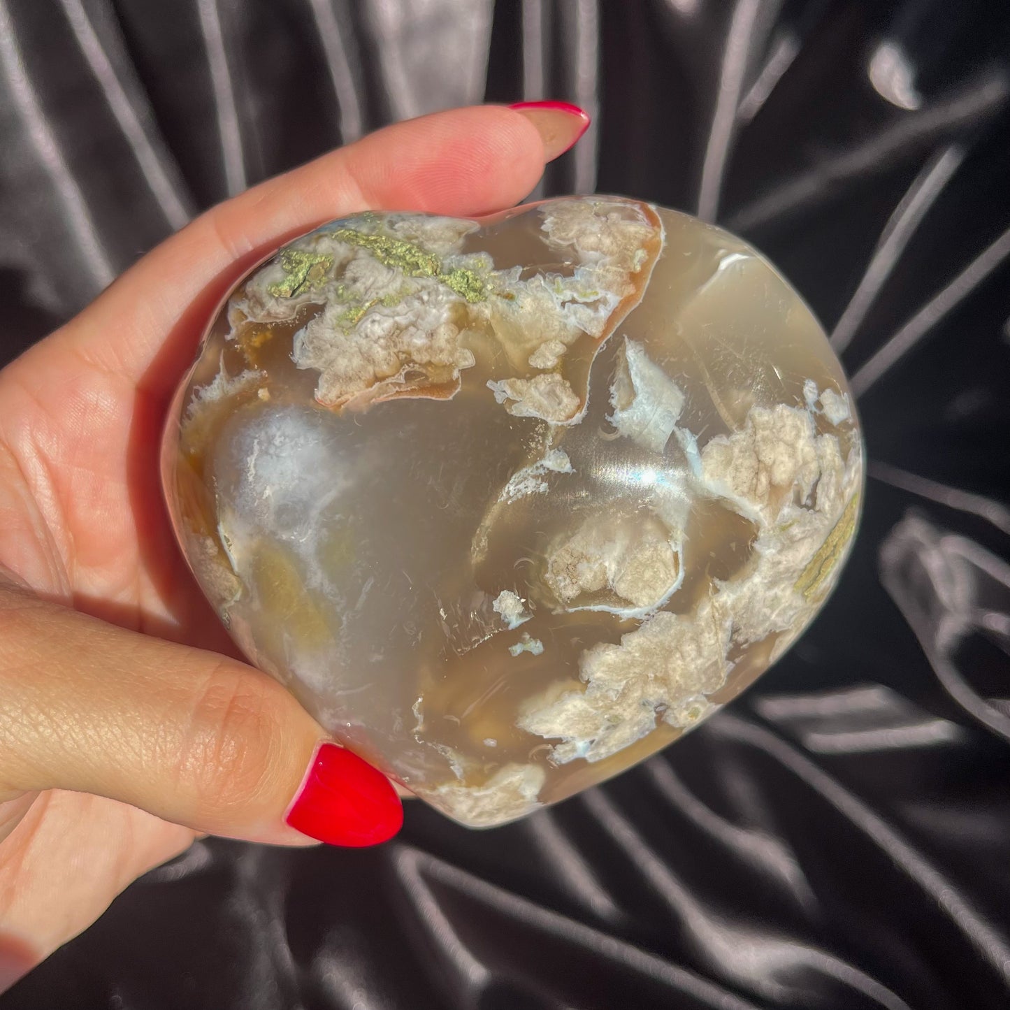 Flower Agate Chunky Heart 03