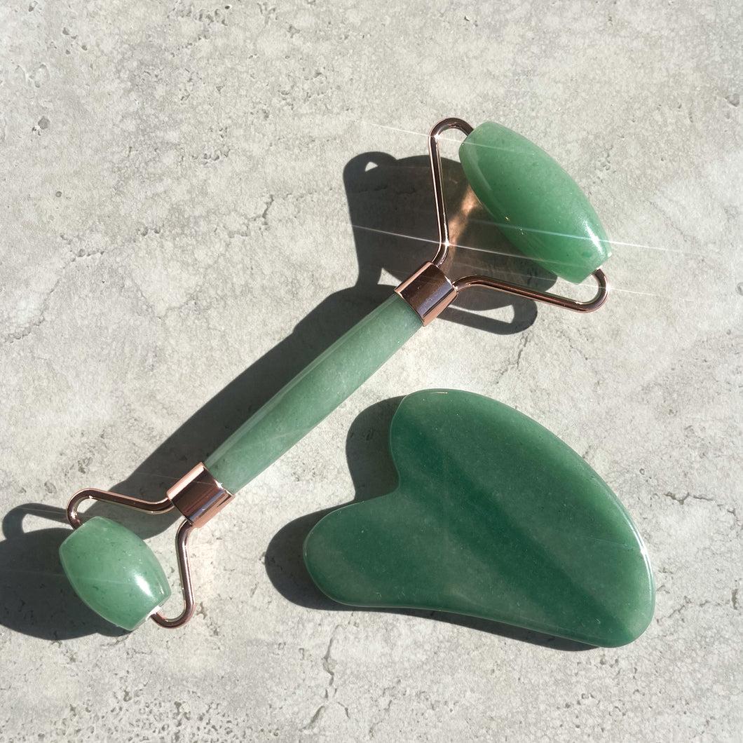 Jade Gua Sha & Roller Set